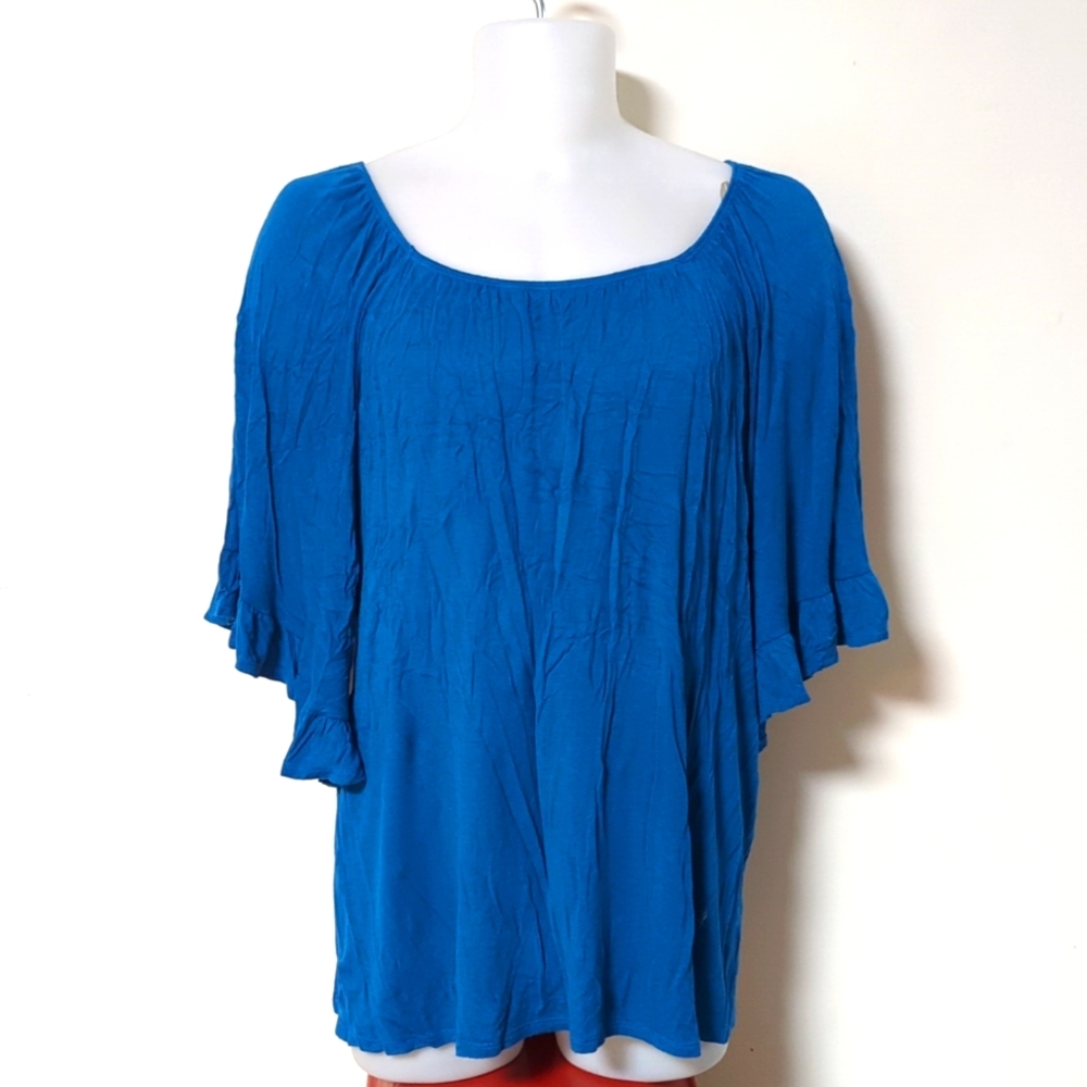3/4 Reglan Sleeve Elastic Neckline Tunic